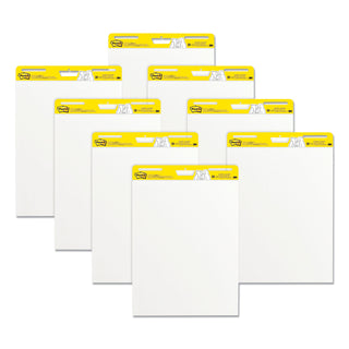 Vertical-Orientation Self-Stick Easel Pads, Unruled, 25 x 30, White, 30 Sheets, 8/Pack