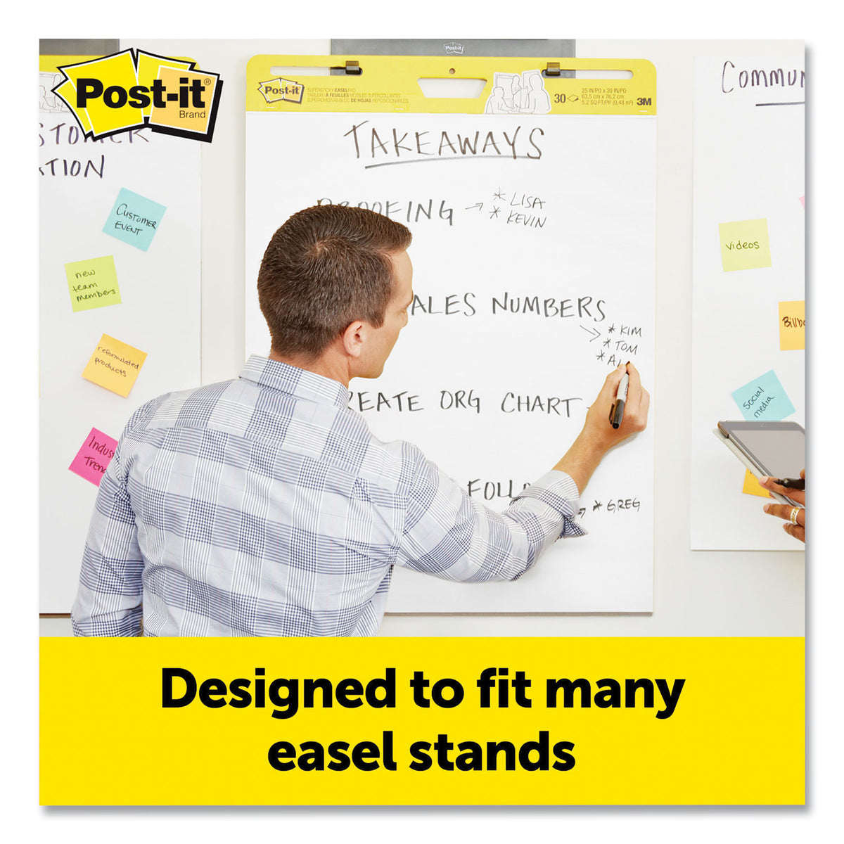 Vertical-Orientation Self-Stick Easel Pads, Unruled, 25 x 30, White, 30 Sheets, 8/Pack
