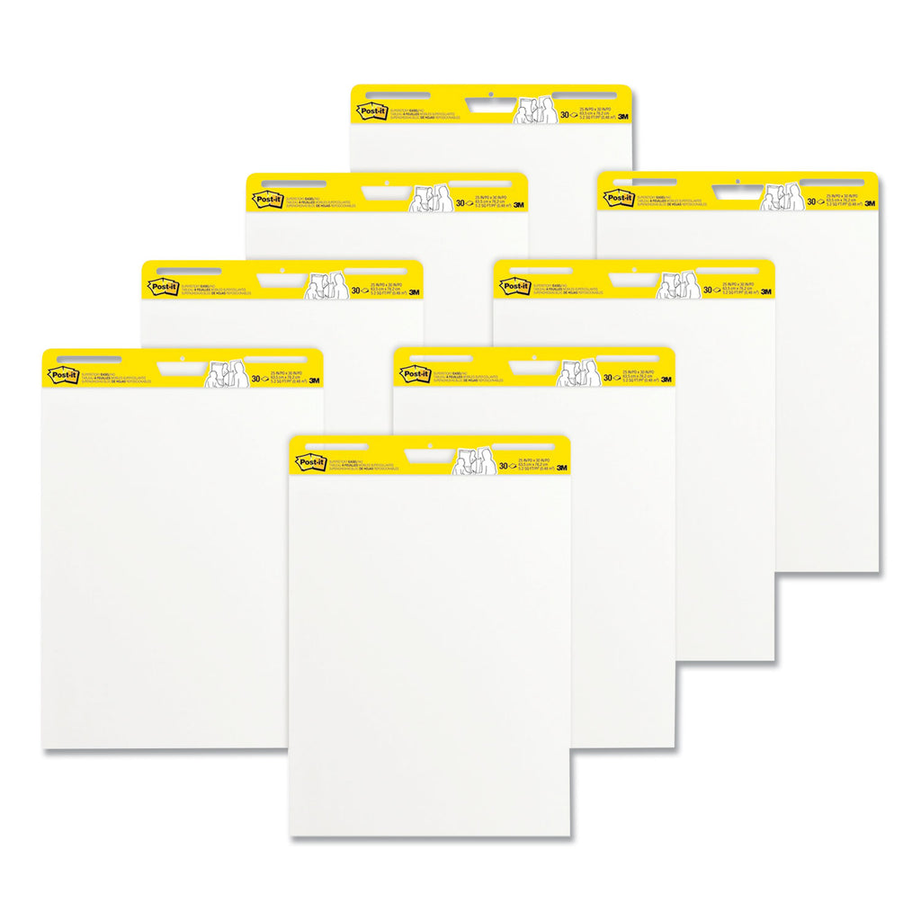 Vertical-Orientation Self-Stick Easel Pads, Unruled, 25 x 30, White, 30 Sheets, 8/Pack