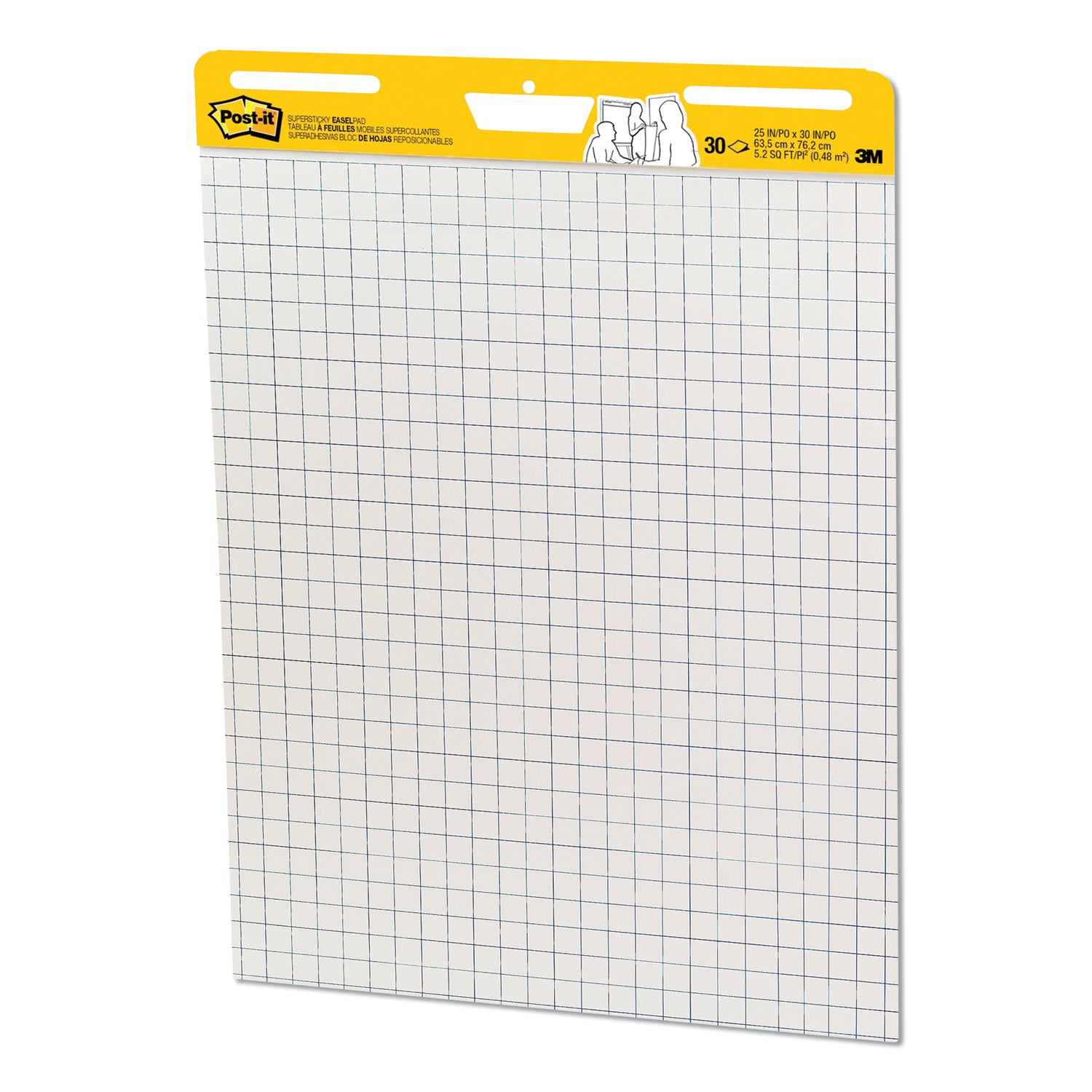 Vertical-Orientation Self-Stick Easel Pads, Quadrille Rule (1 sq/in), 25 x 30, White, 30 Sheets, 6/Pack