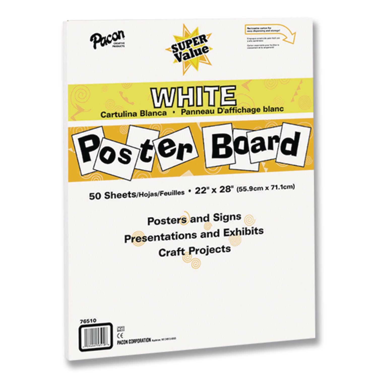 Super Value Posterboard, 22 x 28, White, 50/Carton