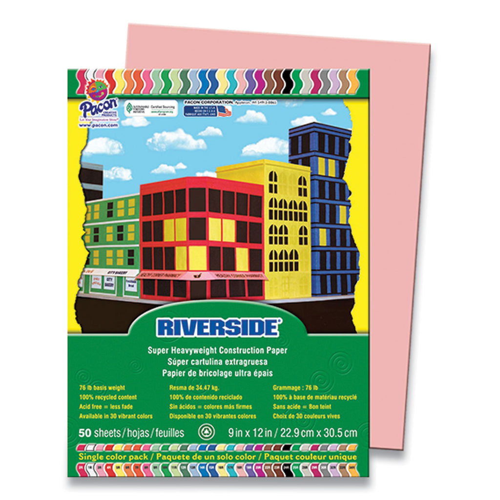riverside-construction-paper-76-lb-text-weight-9-x-12-salmon-50-pack_riv03970 - 1