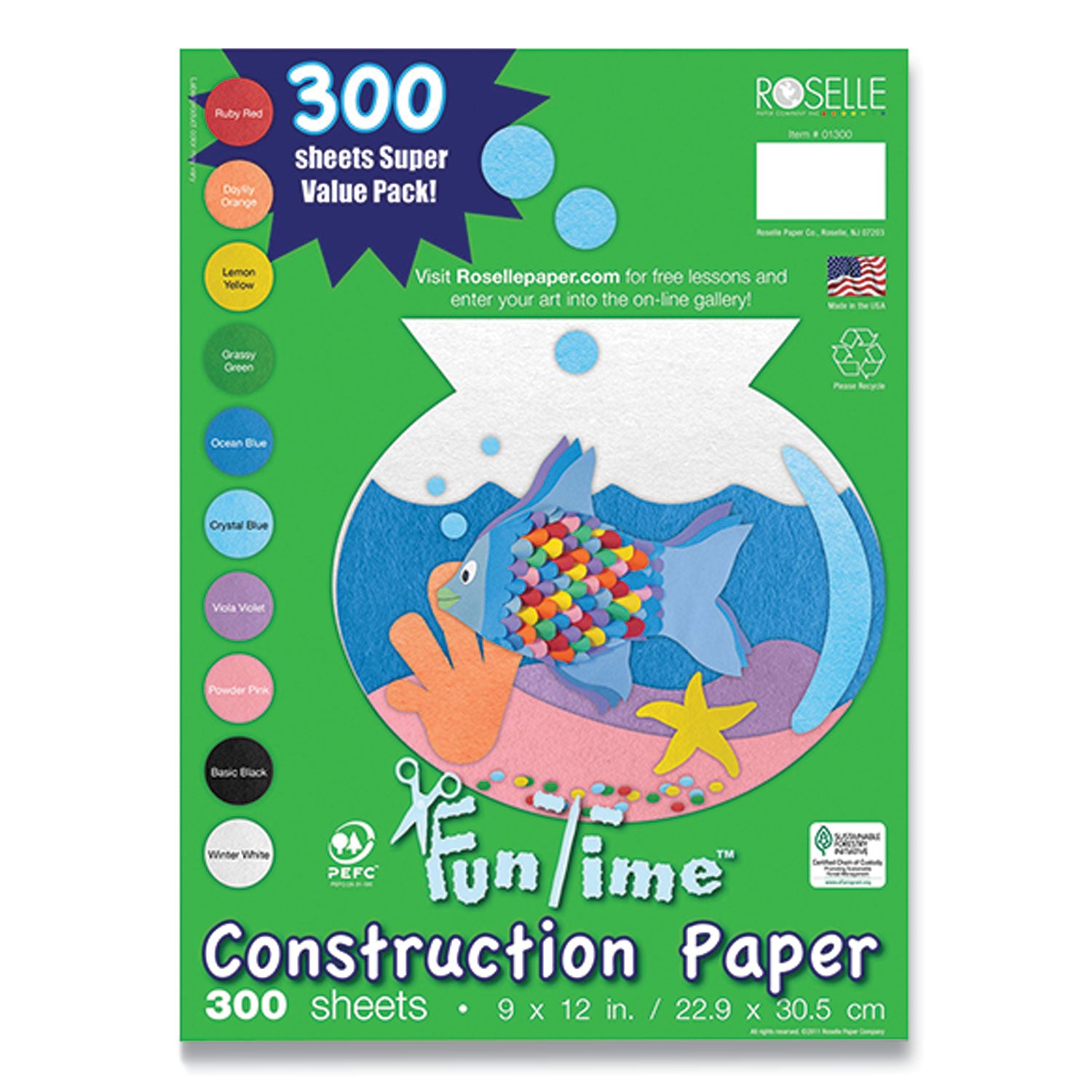 vibrant-art-heavyweight-construction-paper-76-lb-text-weight-9-x-12-assorted-colors-300-pack_rlpcon01300 - 1