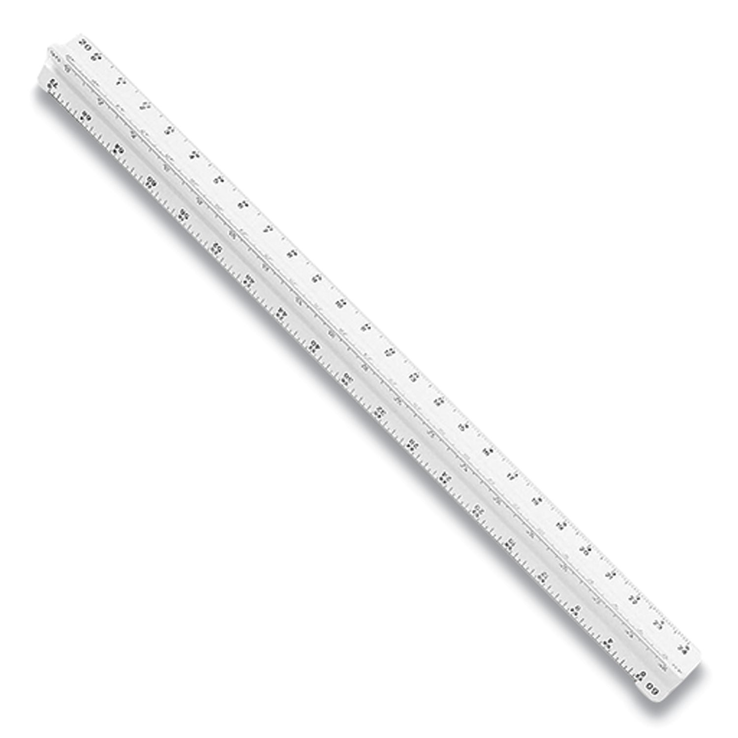 Triangular Scale Plastic Architects Ruler, 12" Long, Plastic, White - 
