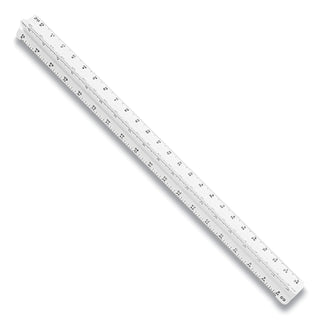Triangular Scale Plastic Architects Ruler, 12" Long, Plastic, White - 