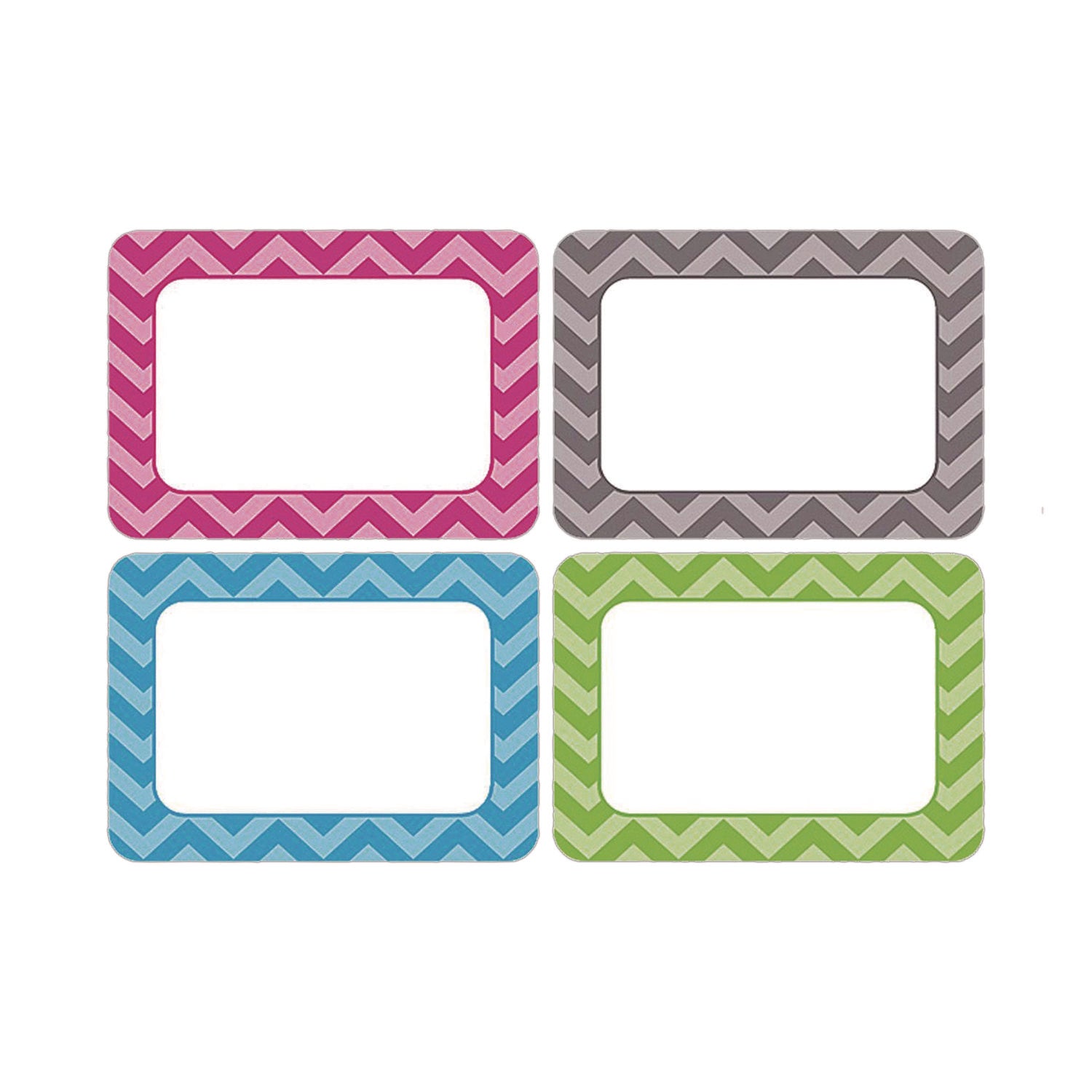 All Grade Self-Adhesive Name Tags, 3.5 x 2.5, Chevron Border Design, Assorted Colors, 36/Pack - 1