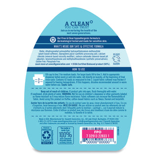 Natural Liquid Fabric Softener, Free and Clear, 42 Loads, 32 oz Bottle, 6/Carton