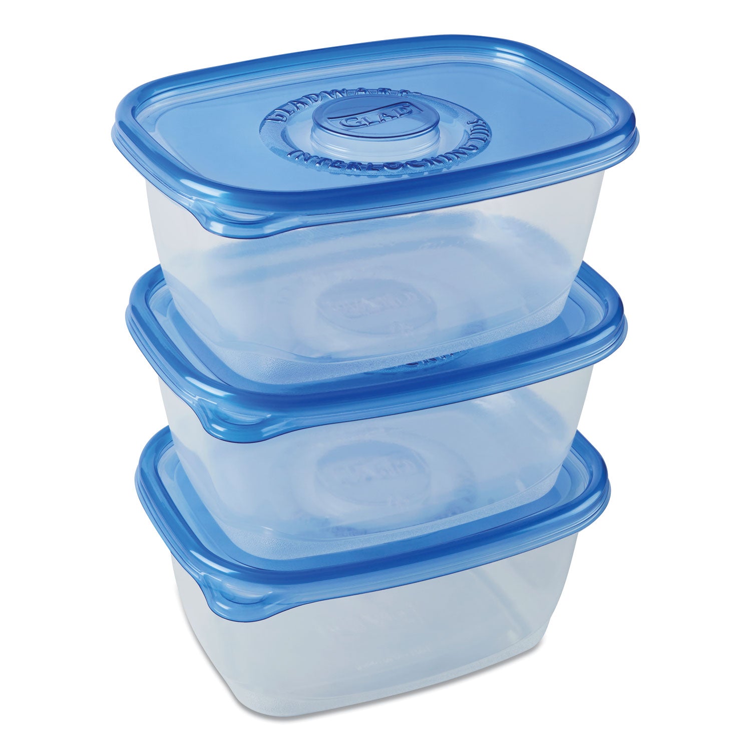 Deep Dish Food Storage Containers, 64 oz, Plastic, 3/Pack - 
