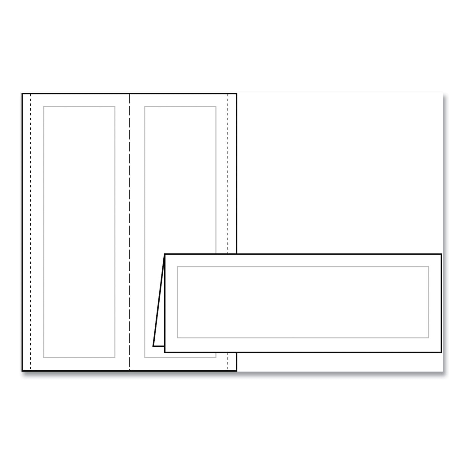 Large Embossed Tent Card, White, 3.5 x 11, 1 Card/Sheet, 50 Sheets/Box - 