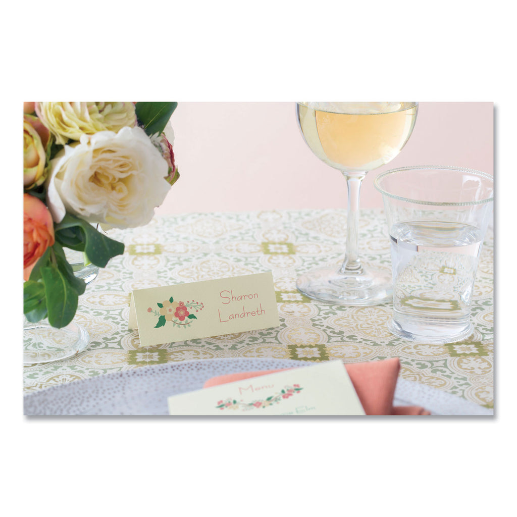 Small Textured Tent Cards, White, 1.44 x 3.75, 6 Cards/Sheet, 25 Sheets/Pack - 