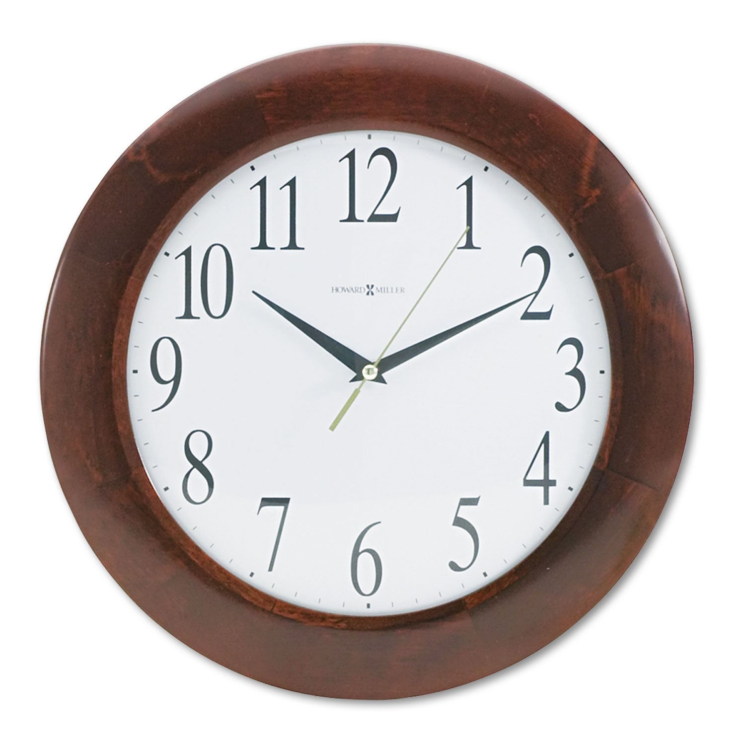 Corporate Wall Clock, 12.75" Overall Diameter, Cherry Case, 1 AA (sold separately) - 