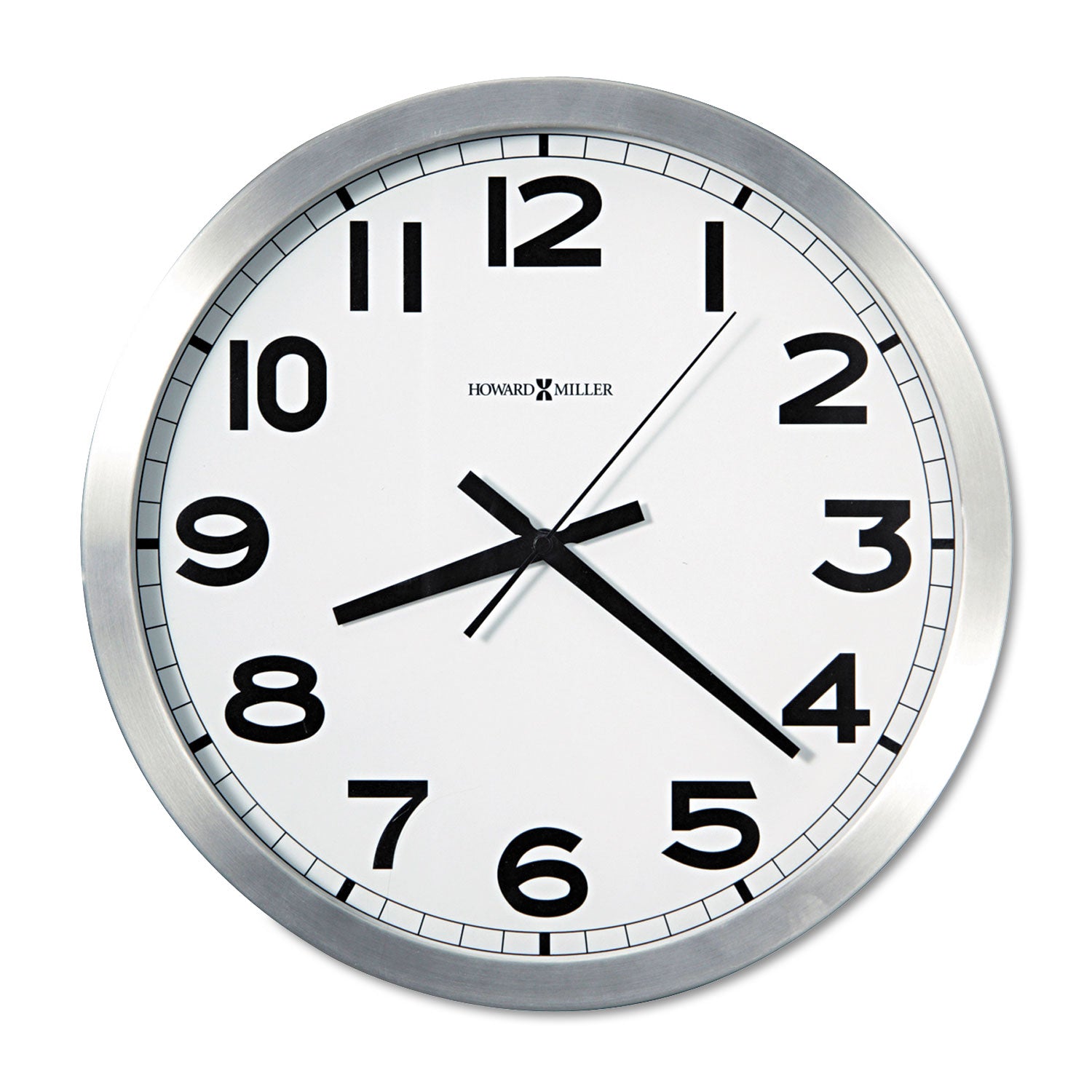 Spokane Wall Clock, 15.75" Overall Diameter, Silver Case, 1 AA (sold separately) - 