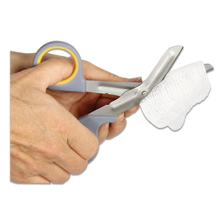 Titanium-Bonded Angled Medical Shears, 7" Long, 3" Cut Length, Gray/Yellow Offset Handle
