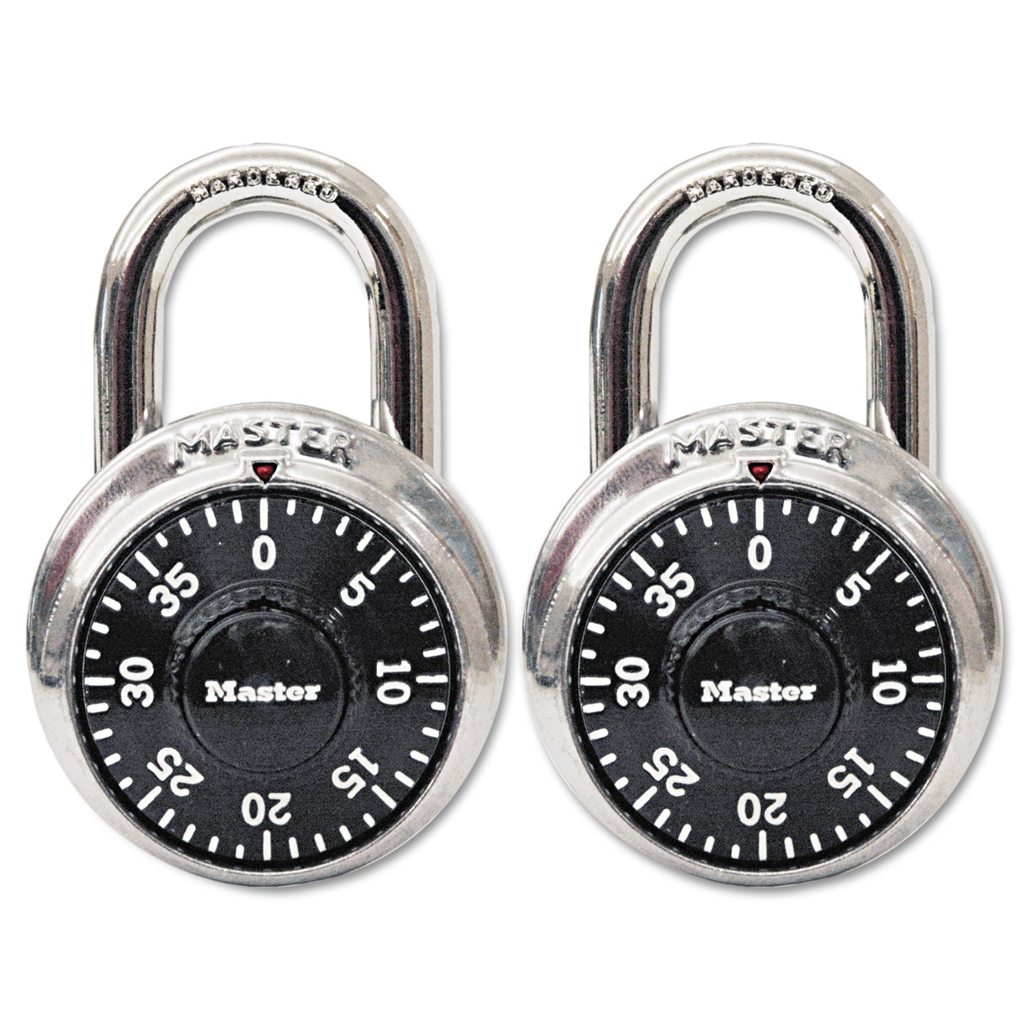 Combination Lock, Stainless Steel, 1.87" Wide, Silver/Black, 2/Pack - 1