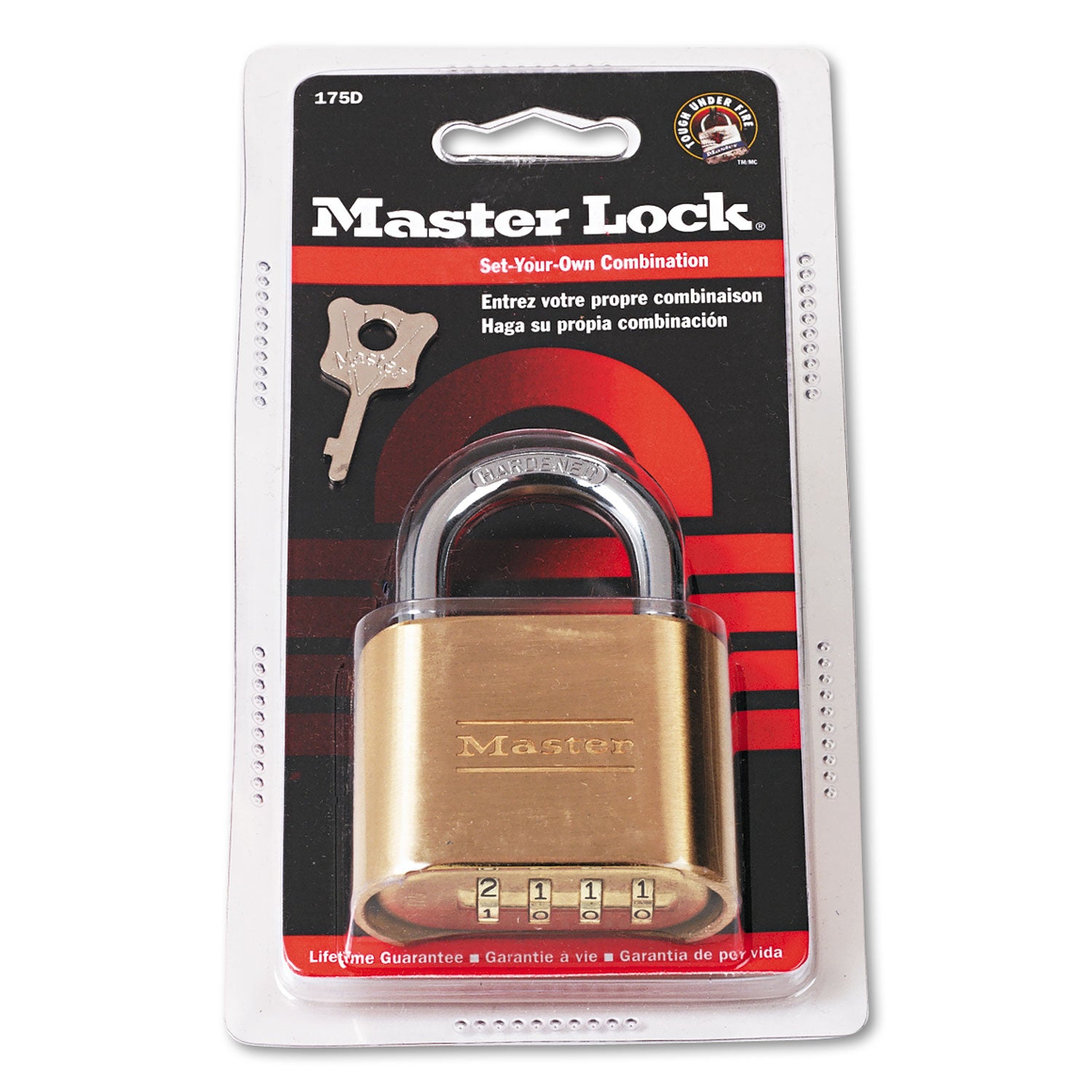 Resettable Combination Padlock, 2" Wide, Brass - 2