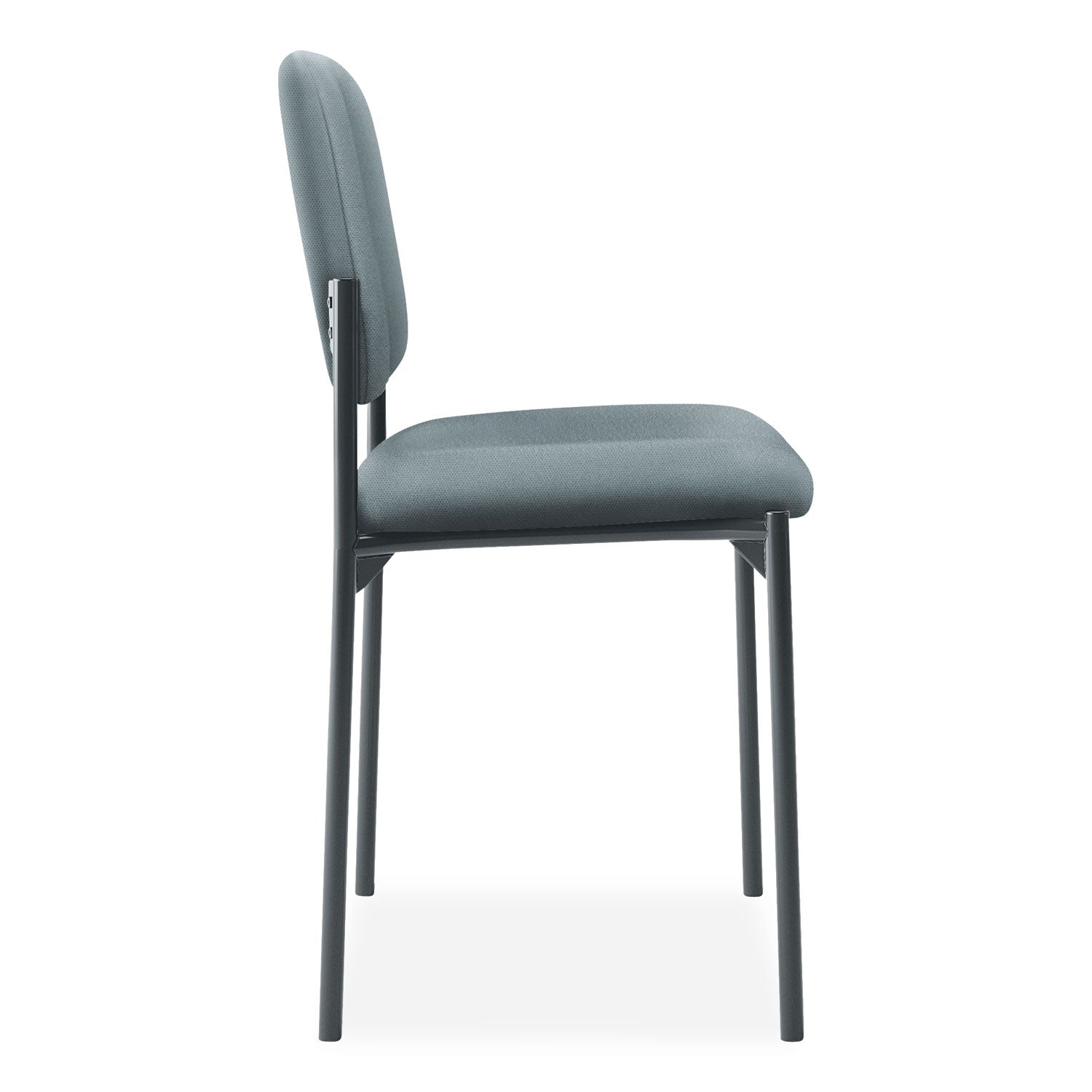 VL606 Stacking Guest Chair without Arms, Fabric Upholstery, 21.25" x 21" x 32.75", Charcoal Seat, Charcoal Back, Black Base - 