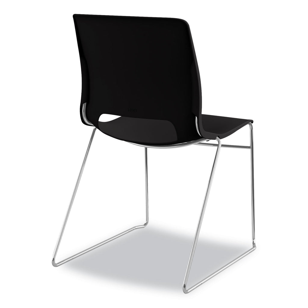 Motivate High-Density Stacking Chair, Supports Up to 300 lb, 17.75" Seat Height, Onyx Seat, Black Back, Chrome Base, 4/Carton - 