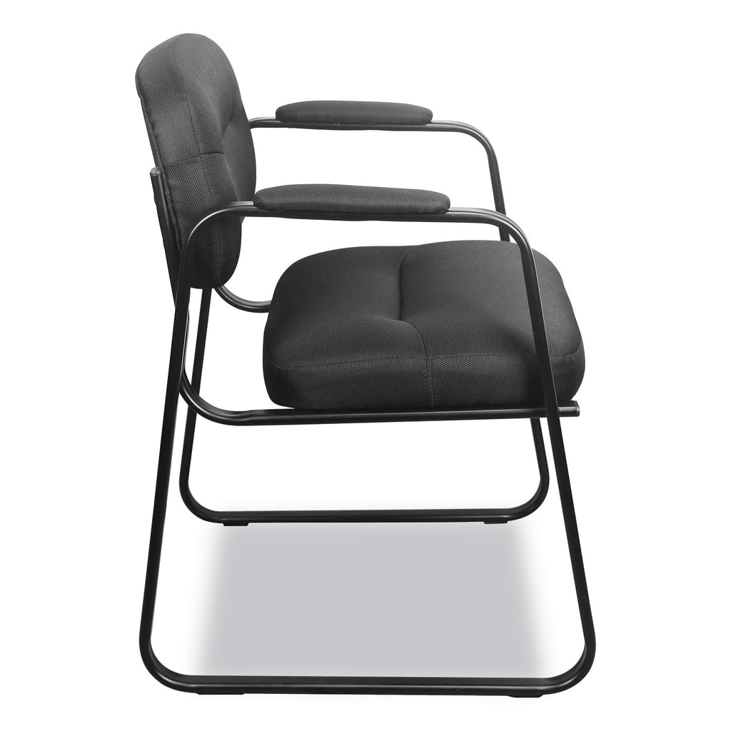 HVL653 SofThread Bonded Leather Guest Chair, 22.25" x 23" x 32", Black Seat, Black Back, Black Base - 