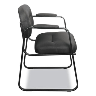 HVL653 SofThread Bonded Leather Guest Chair, 22.25" x 23" x 32", Black Seat, Black Back, Black Base - 