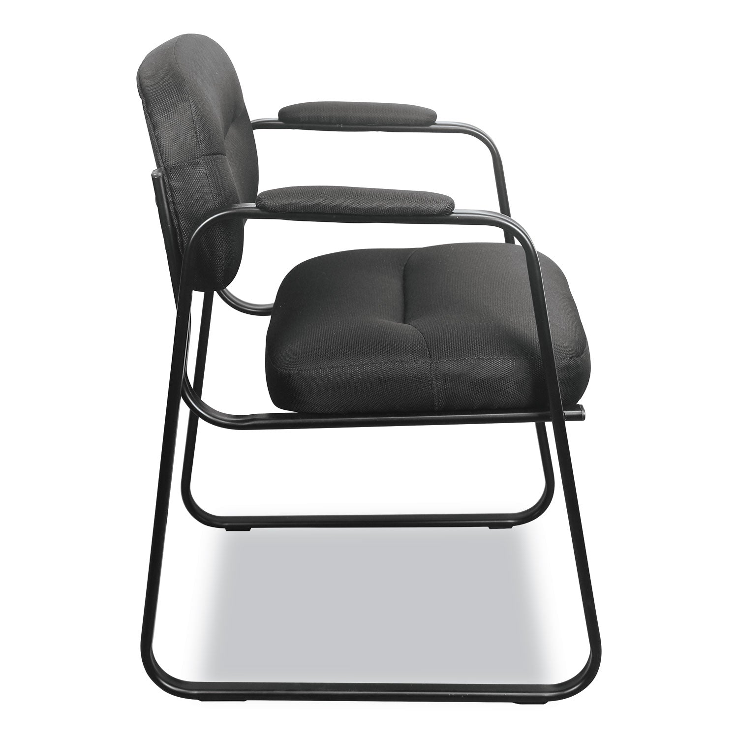 HVL653 SofThread Bonded Leather Guest Chair, 22.25" x 23" x 32", Black Seat, Black Back, Black Base - 