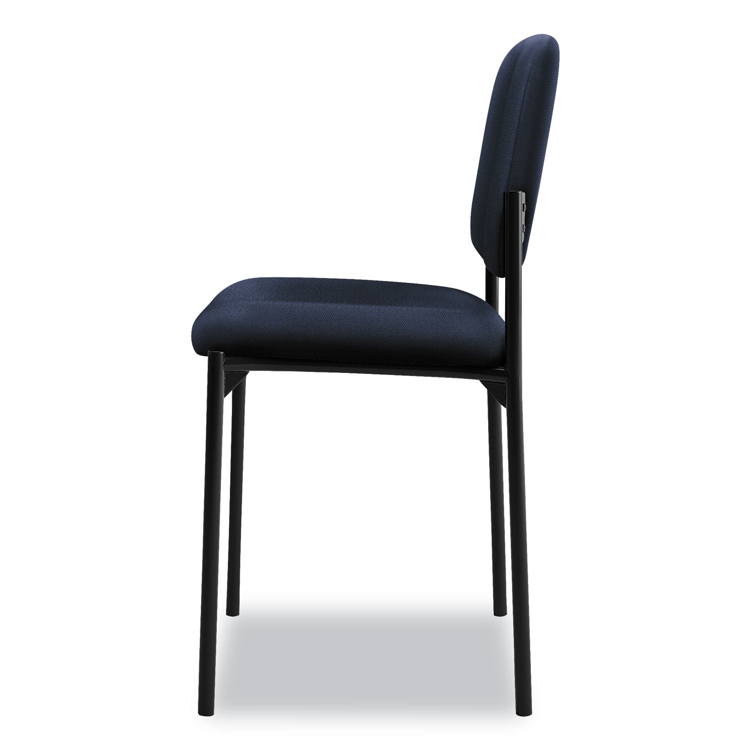 VL606 Stacking Guest Chair without Arms, Fabric Upholstery, 21.25" x 21" x 32.75", Navy Seat, Navy Back, Black Base - 