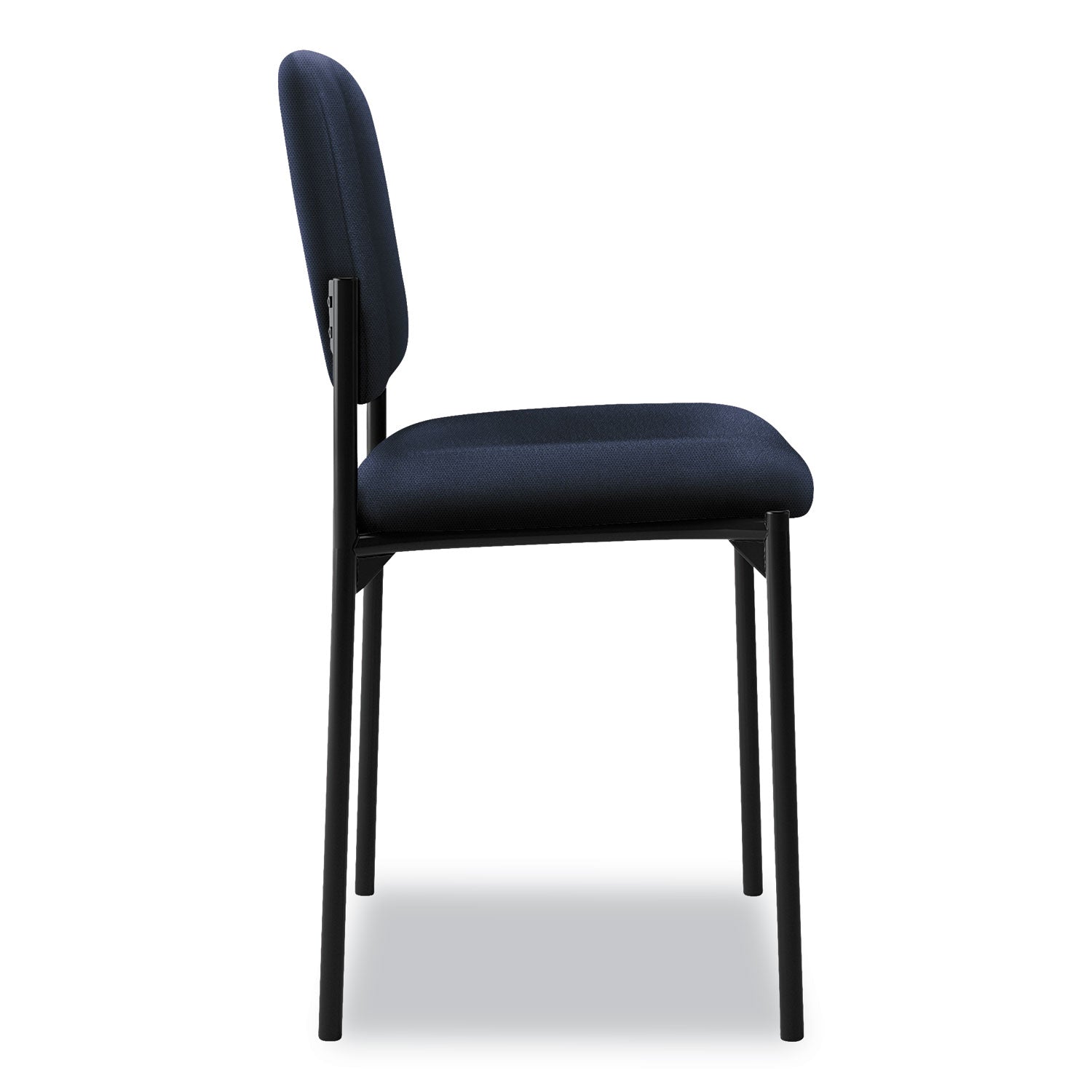 VL606 Stacking Guest Chair without Arms, Fabric Upholstery, 21.25" x 21" x 32.75", Navy Seat, Navy Back, Black Base - 