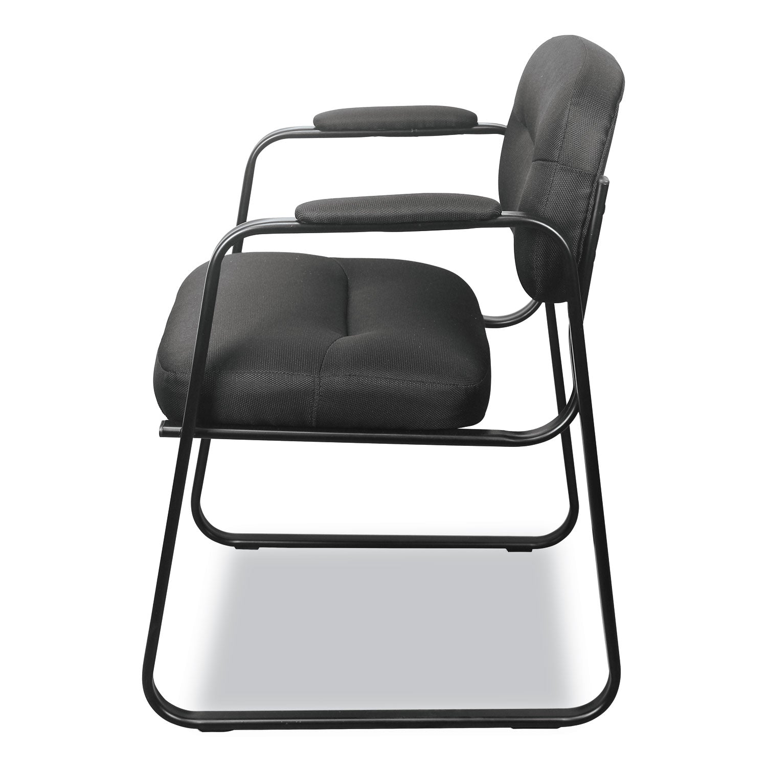 HVL653 SofThread Bonded Leather Guest Chair, 22.25" x 23" x 32", Black Seat, Black Back, Black Base - 