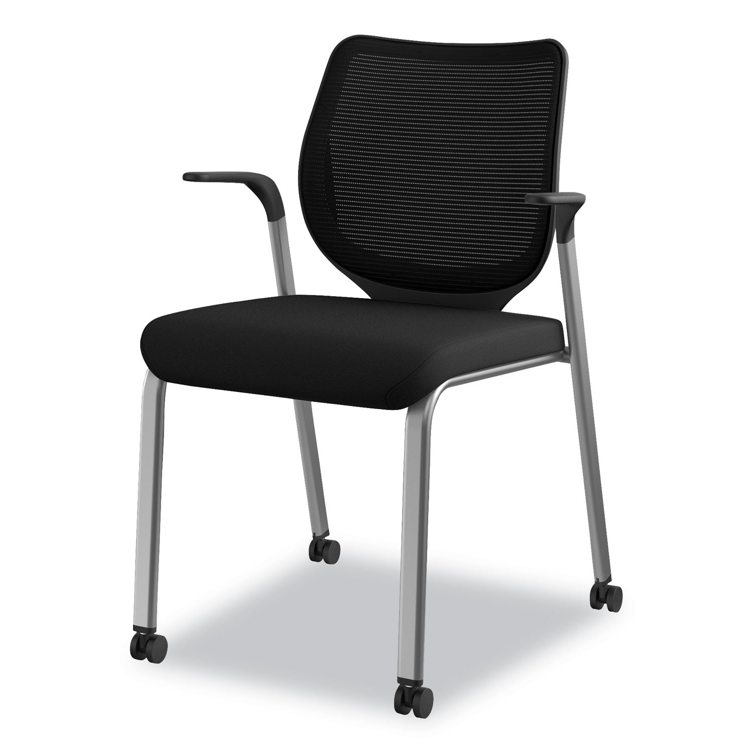 nucleus-series-multipurpose-stacking-chair-with-ilira-stretch-m4-back-supports-up-to-300-lb-black-seat-back-platinum-base_honn606hcu10t1 - 3