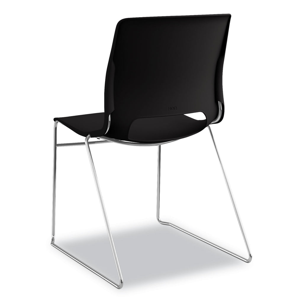 Motivate High-Density Stacking Chair, Supports Up to 300 lb, 17.75" Seat Height, Onyx Seat, Black Back, Chrome Base, 4/Carton - 