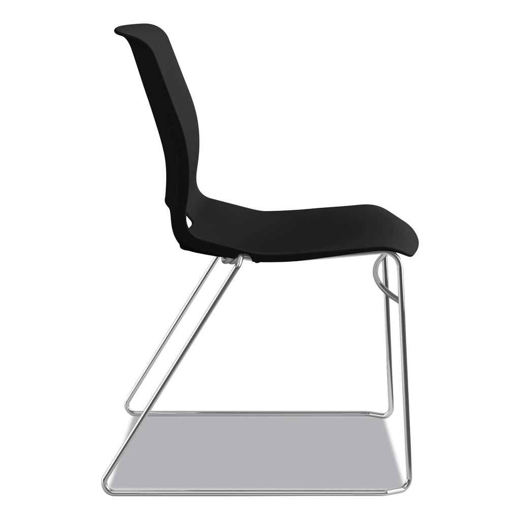 Motivate High-Density Stacking Chair, Supports Up to 300 lb, 17.75" Seat Height, Onyx Seat, Black Back, Chrome Base, 4/Carton - 
