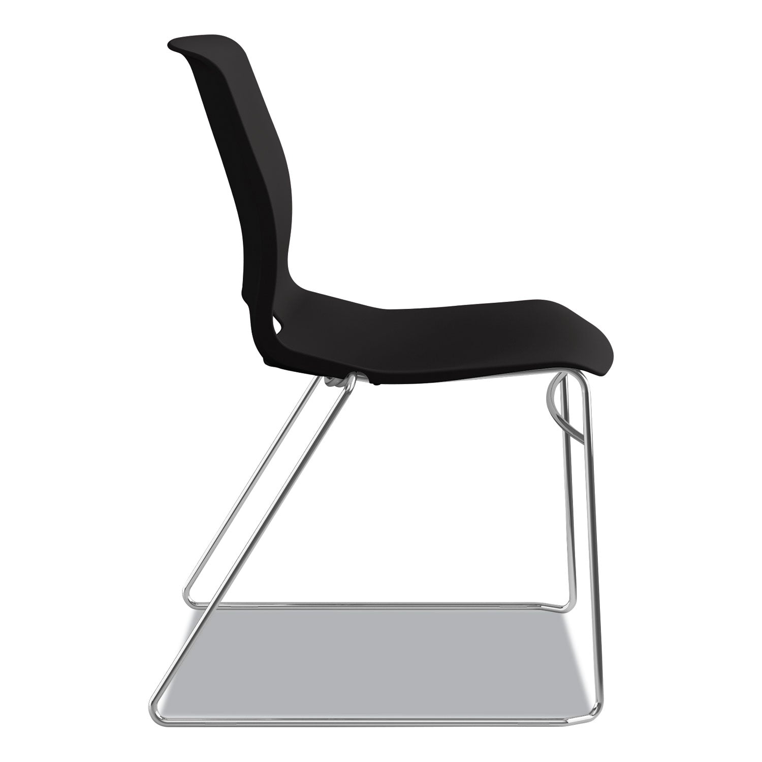 Motivate High-Density Stacking Chair, Supports Up to 300 lb, 17.75" Seat Height, Onyx Seat, Black Back, Chrome Base, 4/Carton - 