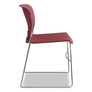 Olson Stacker High Density Chair, Supports 300 lb, 17.75" Seat Height, Mulberry Seat, Mulberry Back, Chrome Base, 4/Carton - 