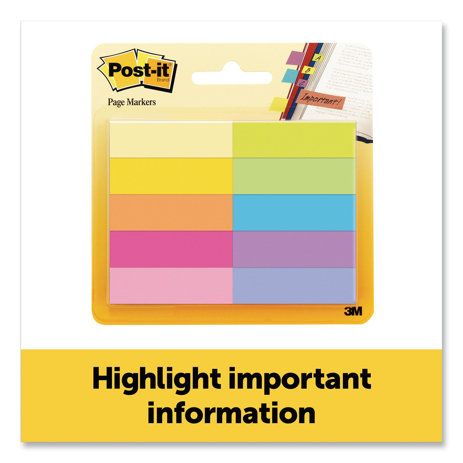 Page Flag Markers, Assorted Bright Colors, 50 Sheets/Pad, 10 Pads/Pack - 