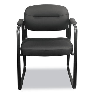 HVL653 SofThread Bonded Leather Guest Chair, 22.25" x 23" x 32", Black Seat, Black Back, Black Base - 