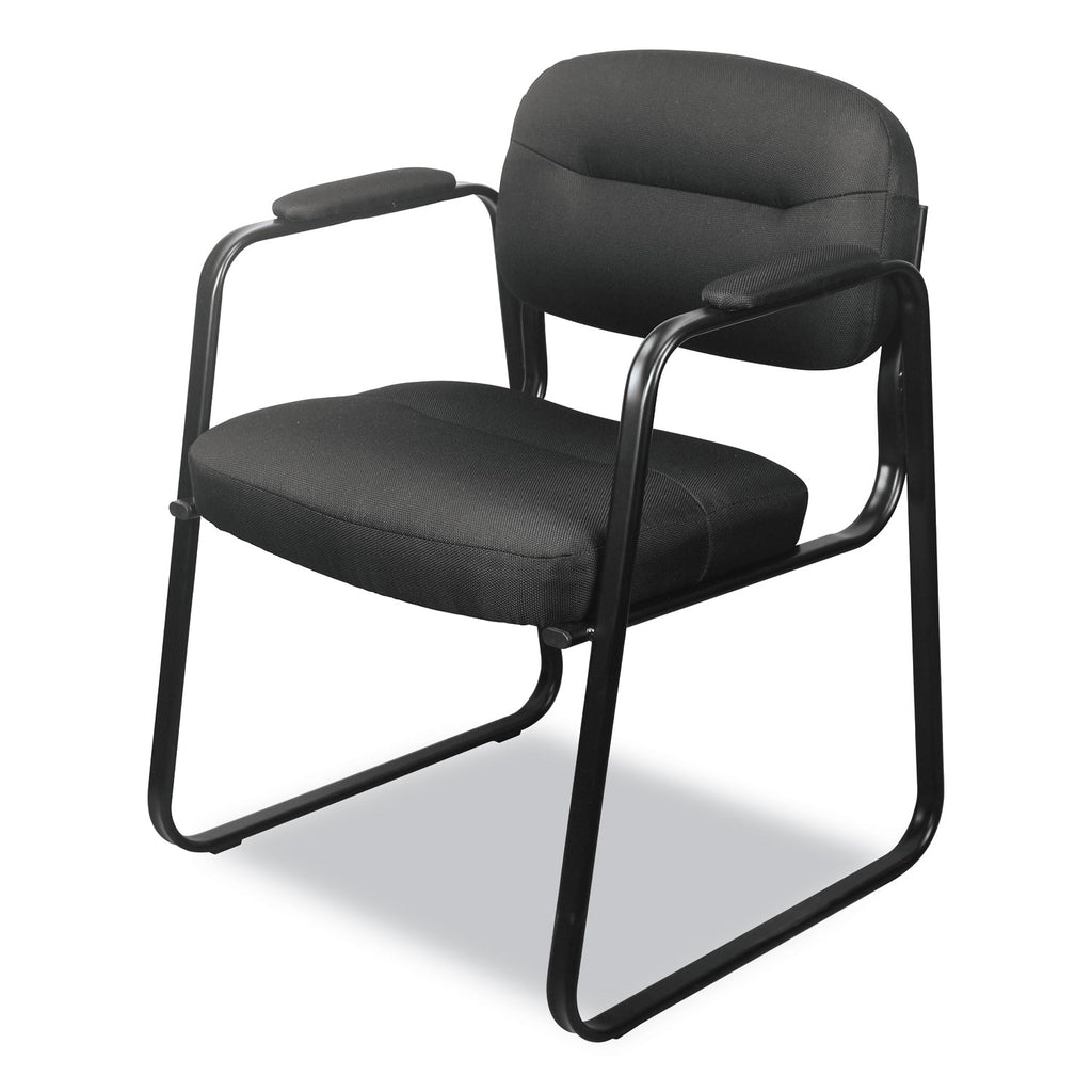 HVL653 SofThread Bonded Leather Guest Chair, 22.25" x 23" x 32", Black Seat, Black Back, Black Base - 
