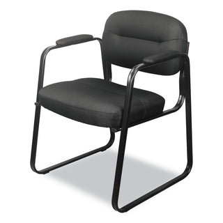 HVL653 SofThread Bonded Leather Guest Chair, 22.25" x 23" x 32", Black Seat, Black Back, Black Base - 