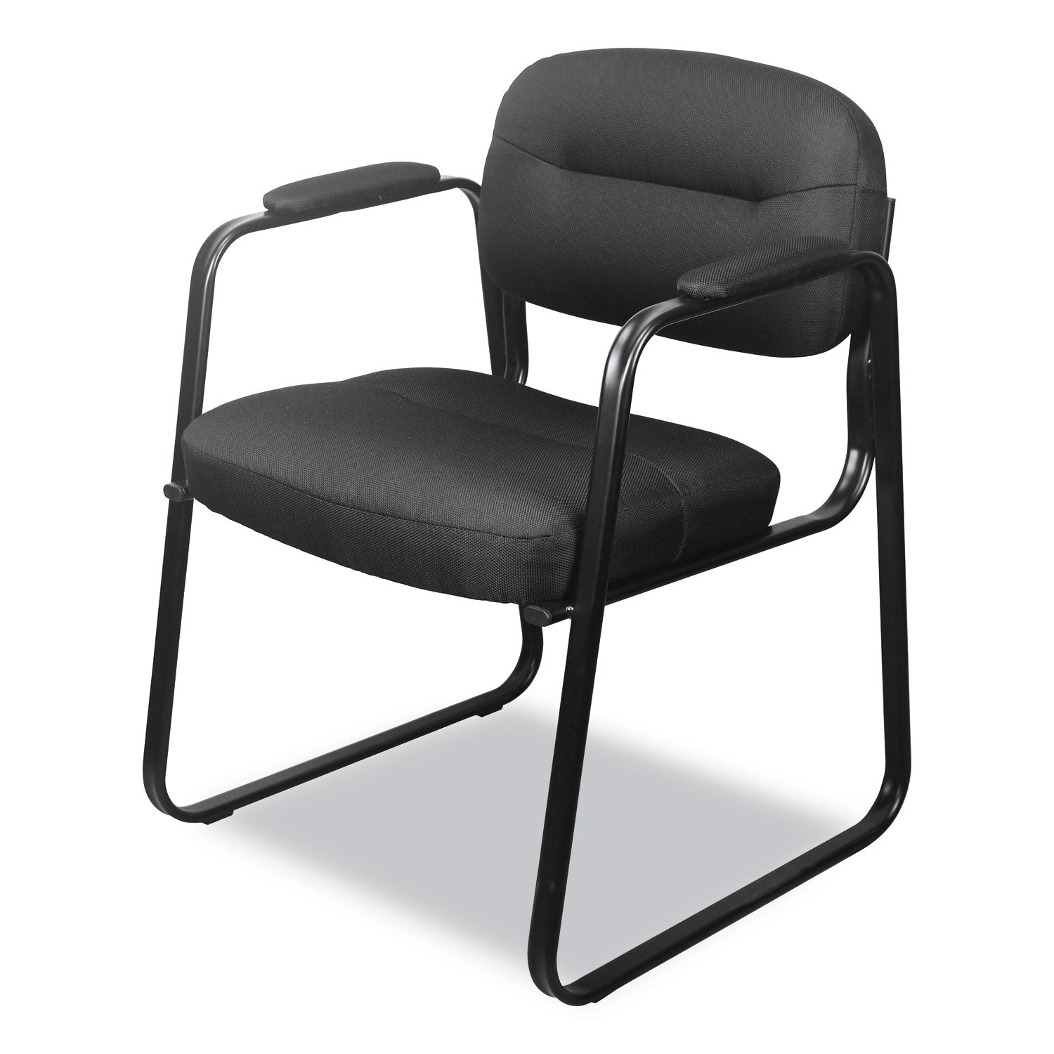 HVL653 SofThread Bonded Leather Guest Chair, 22.25" x 23" x 32", Black Seat, Black Back, Black Base - 