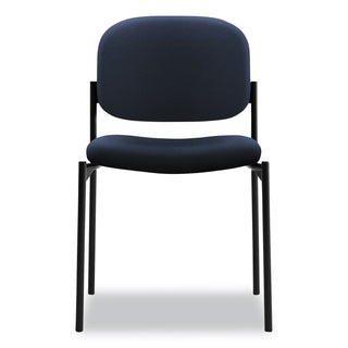 VL606 Stacking Guest Chair without Arms, Fabric Upholstery, 21.25" x 21" x 32.75", Navy Seat, Navy Back, Black Base - 