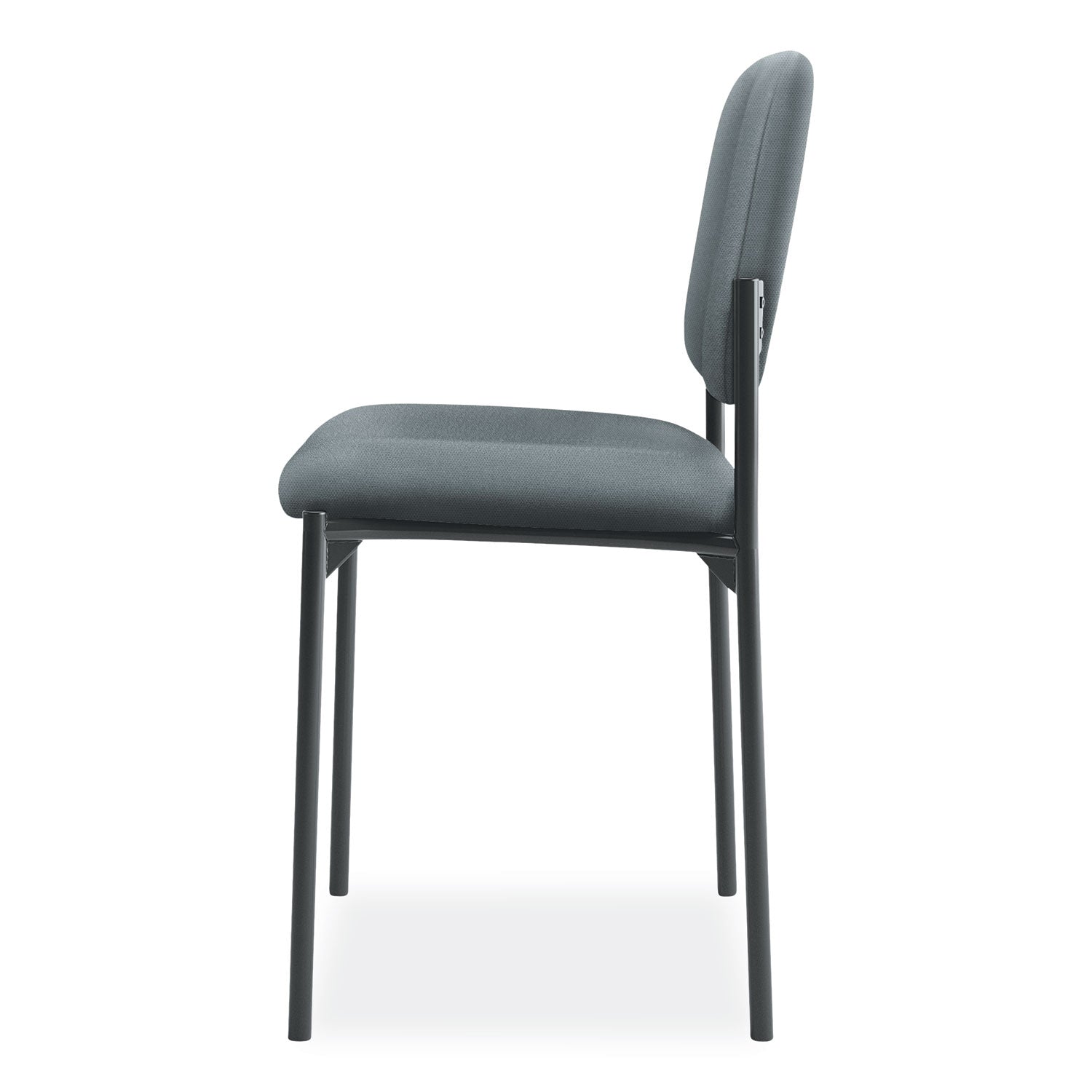 VL606 Stacking Guest Chair without Arms, Fabric Upholstery, 21.25" x 21" x 32.75", Charcoal Seat, Charcoal Back, Black Base - 