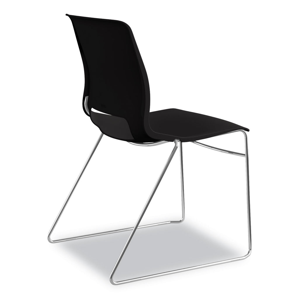 Motivate High-Density Stacking Chair, Supports Up to 300 lb, 17.75" Seat Height, Onyx Seat, Black Back, Chrome Base, 4/Carton - 