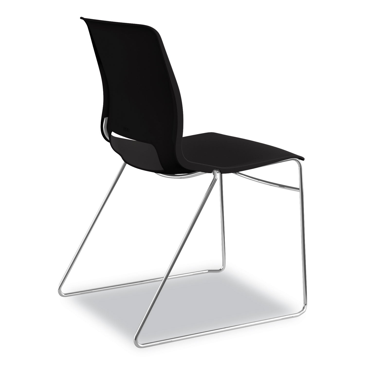 Motivate High-Density Stacking Chair, Supports Up to 300 lb, 17.75" Seat Height, Onyx Seat, Black Back, Chrome Base, 4/Carton - 