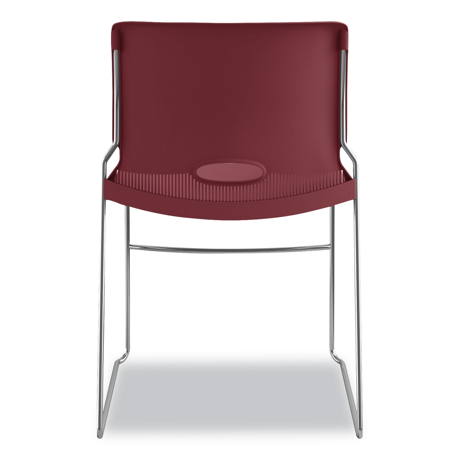 Olson Stacker High Density Chair, Supports 300 lb, 17.75" Seat Height, Mulberry Seat, Mulberry Back, Chrome Base, 4/Carton - 