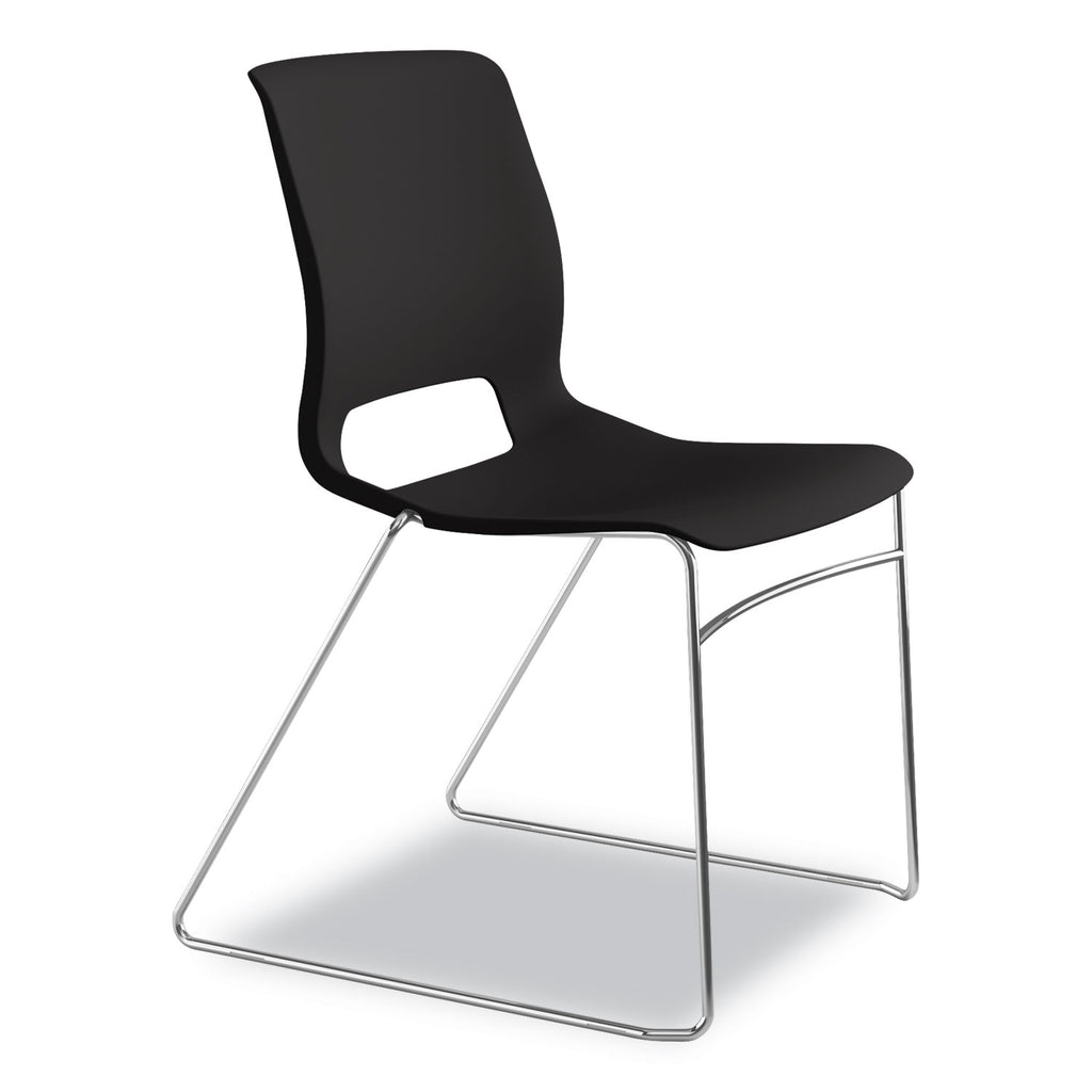 Motivate High-Density Stacking Chair, Supports Up to 300 lb, 17.75" Seat Height, Onyx Seat, Black Back, Chrome Base, 4/Carton - 