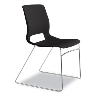 Motivate High-Density Stacking Chair, Supports Up to 300 lb, 17.75" Seat Height, Onyx Seat, Black Back, Chrome Base, 4/Carton - 