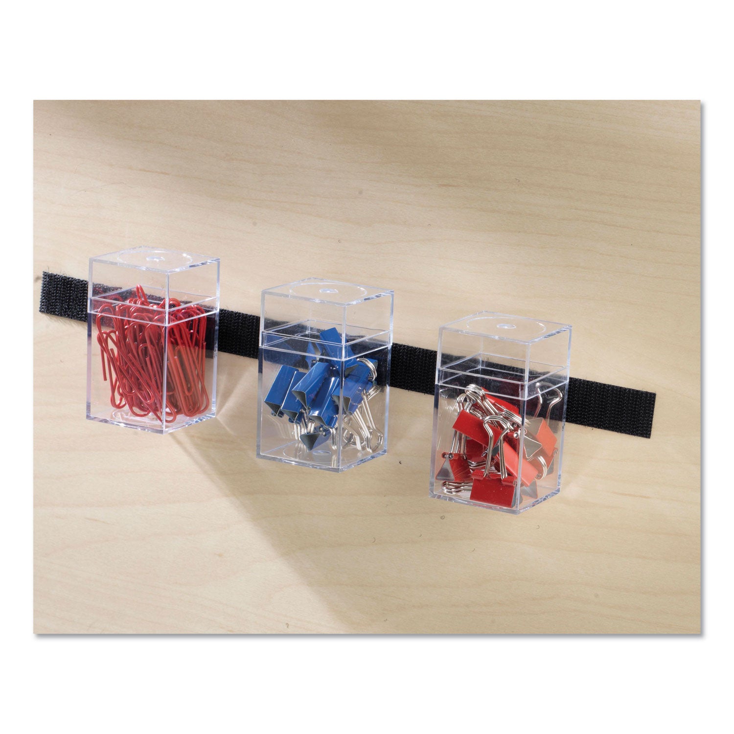 Sticky-Back Fasteners with Dispenser, Removable Adhesive, 0.75" x 5 ft, Black - 