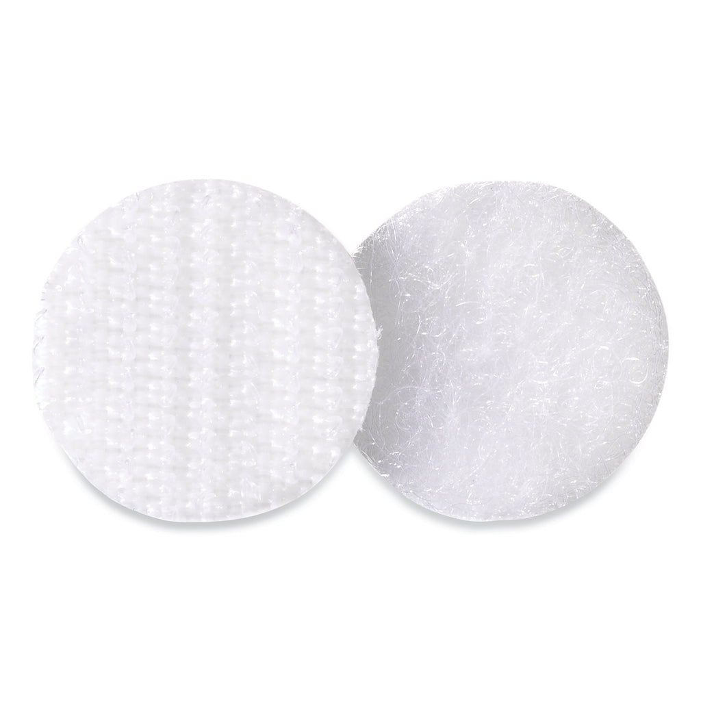 Sticky-Back Fasteners, Removable Adhesive, 0.63" dia, White, 15/Pack - 