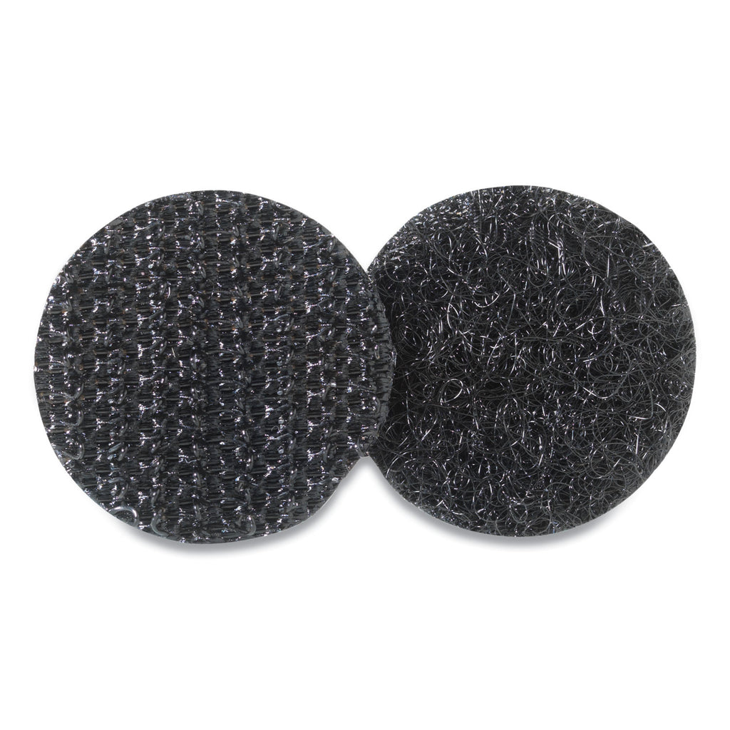Sticky-Back Fasteners, Removable Adhesive, 0.63" dia, Black, 15/Pack - 