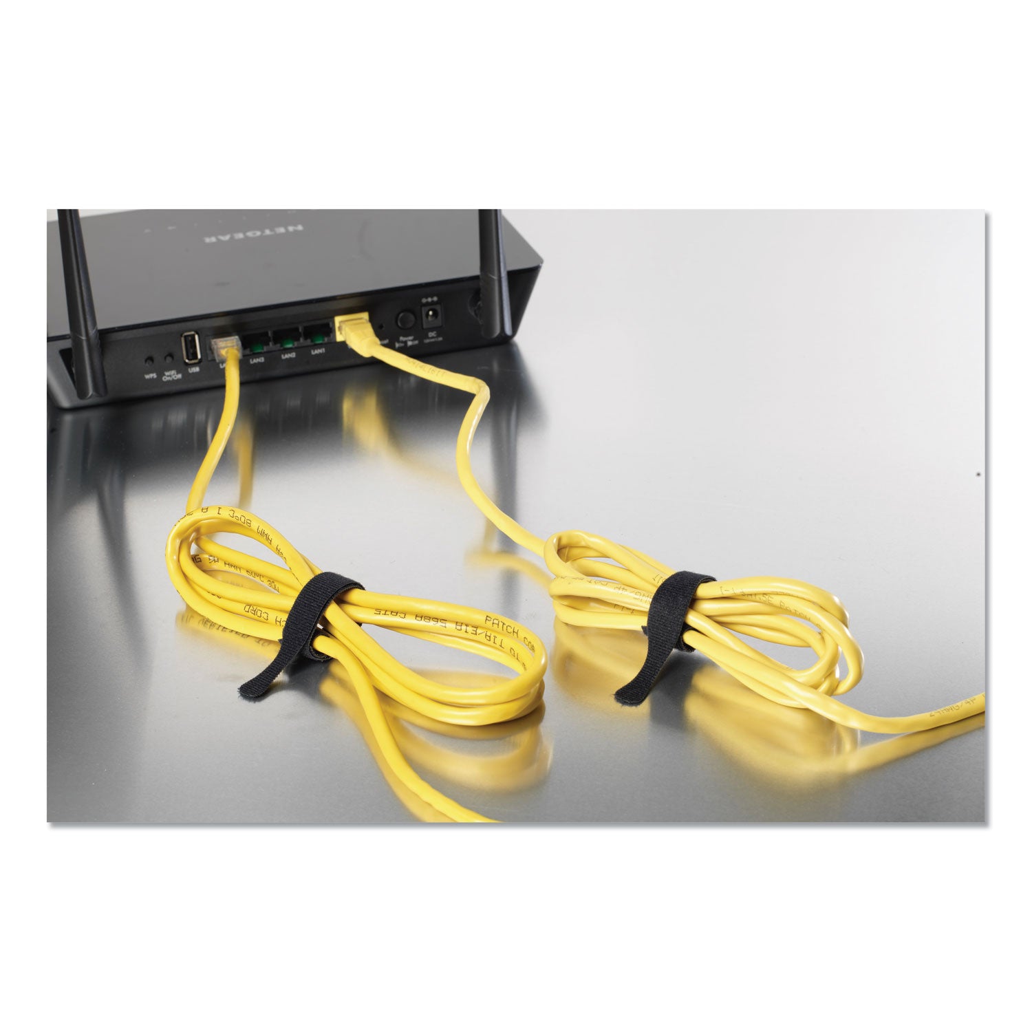 ONE-WRAP Pre-Cut Thin Ties, 0.5" x 8", Black/Gray, 50/Pack - 