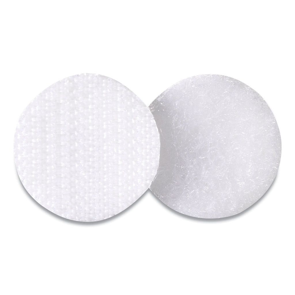 Sticky-Back Fasteners, Removable Adhesive, 0.75" dia, White, 200/Box - 