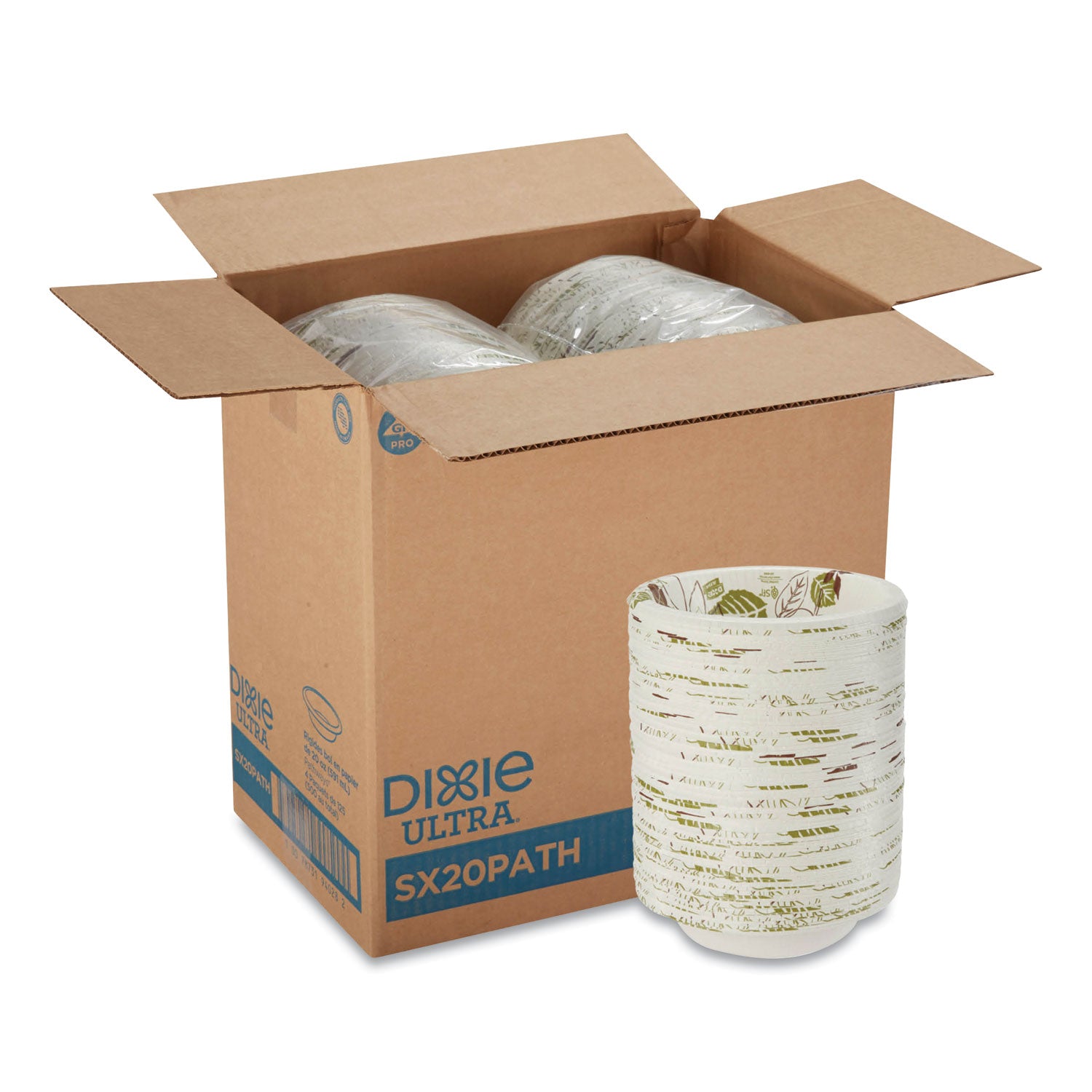 Pathways Heavyweight Paper Bowls, 20 oz, Green/Burgundy, 500/Carton - 